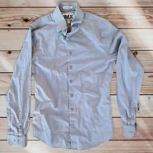 1MX Express Gray Button Down slim fit dress shirt